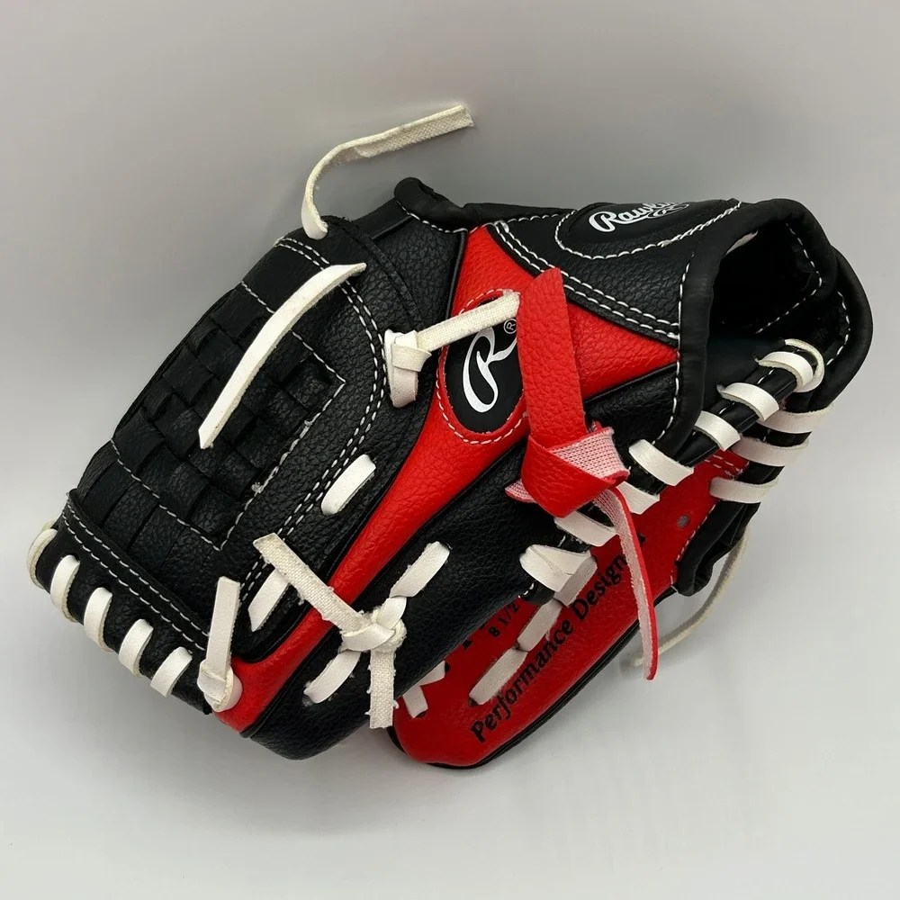 Rawlings PL85SB Black Red Youth Baseball Glove Basket‎ Web 8.5